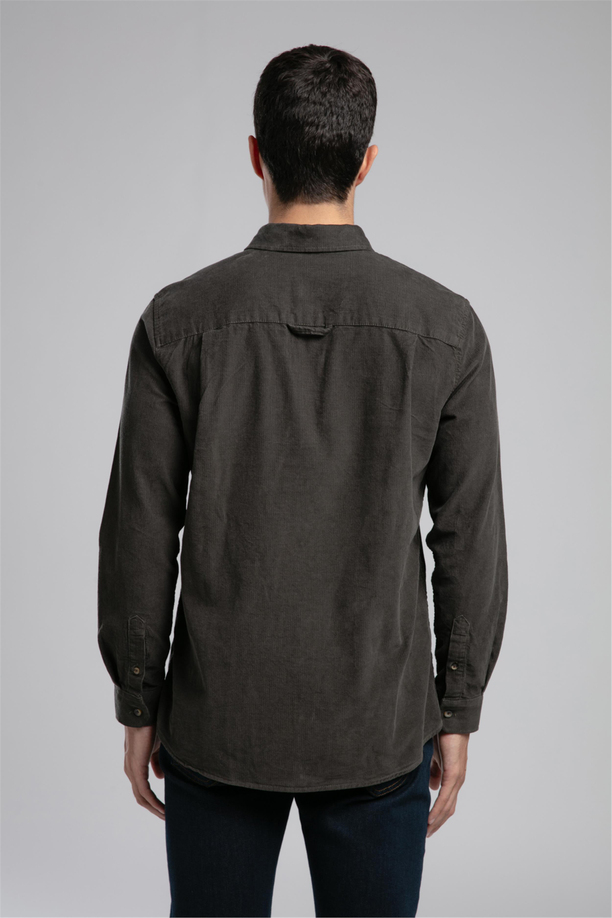 Wornes Erkek Kadife Uzun Kol Gömlek Yeşil