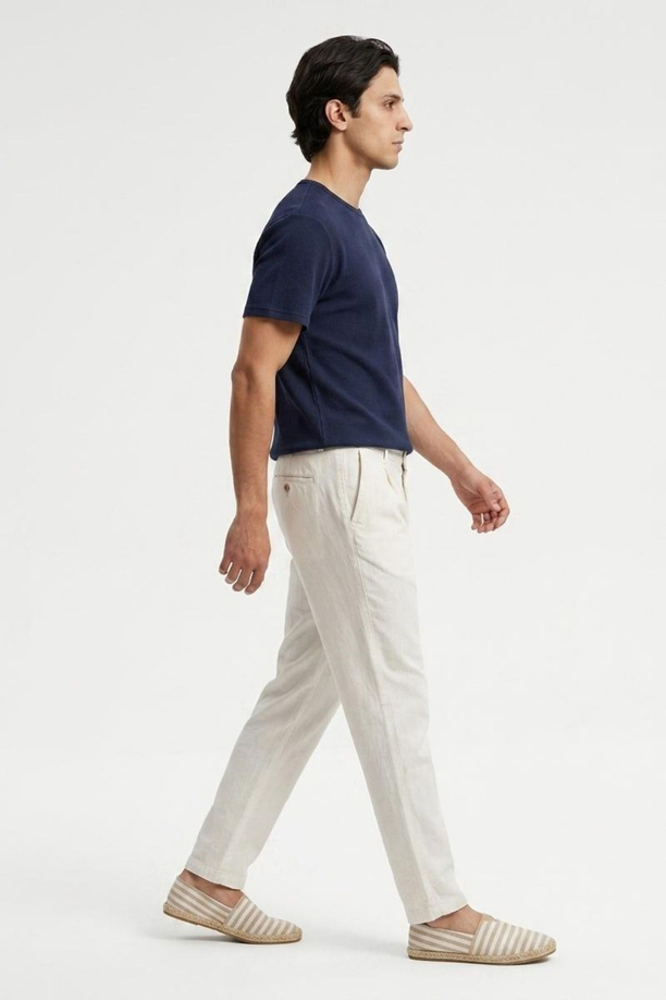 Zarse Erkek Regular Tapered Fit Pantolon Beyaz
