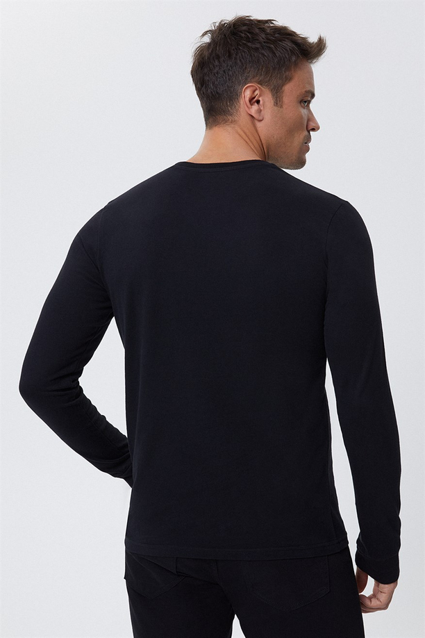 Zayne Erkek O Yaka U.Kol T-Shirt Siyah