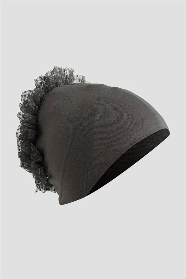 Topuzlu Geçme Bone Koyu Gri