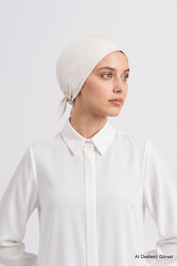 Armine Dikişsiz Bağlı Bone Ekru