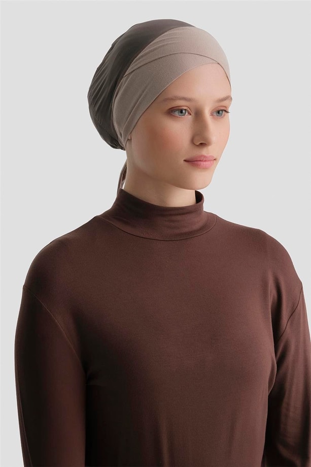 Armine Tüllü Çapraz Bone Açık Vizon