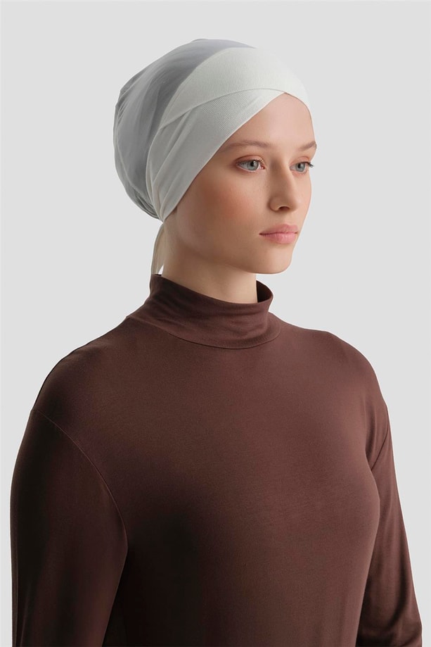 Armine Tüllü Çapraz Bone Ekru