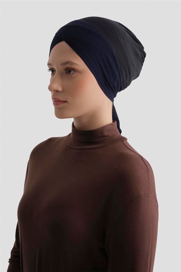 Armine Tüllü Çapraz Bone Lacivert