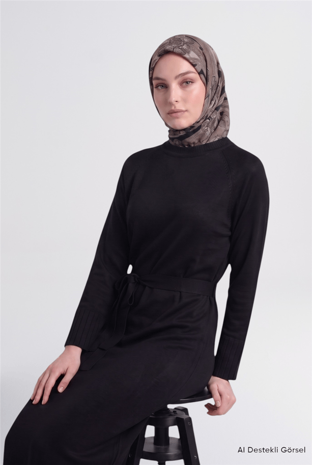 Basic Triko Elbise Siyah