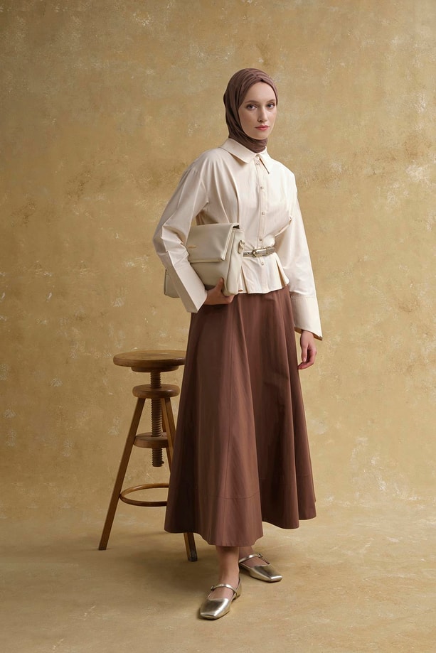 Korsajlı Etek Camel