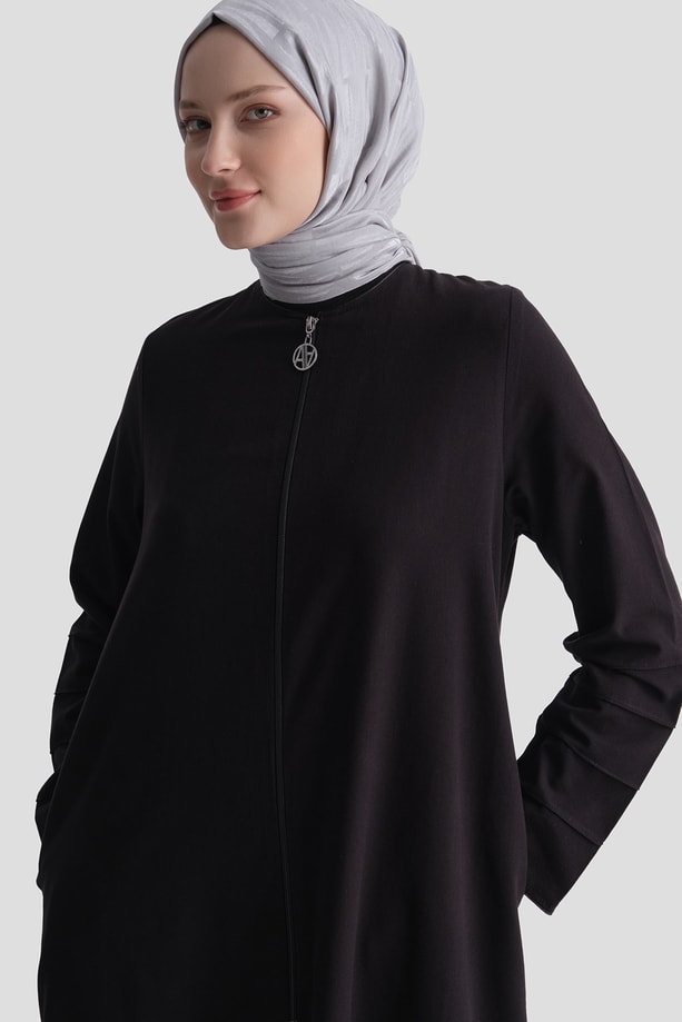Dikiş Detaylı Ferace Siyah 