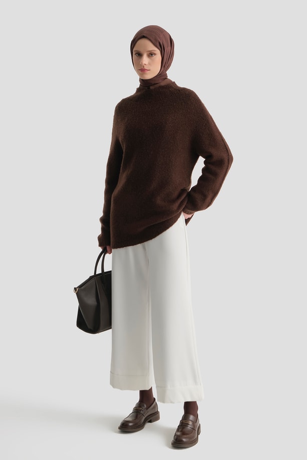 Katlı Paça Pantolon Ekru