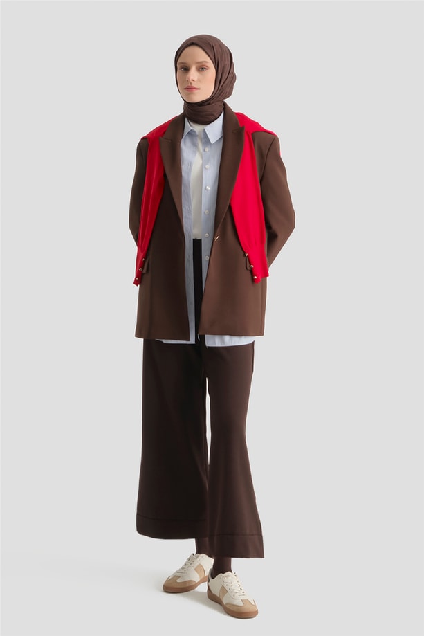 Katlı Paça Pantolon Kahve