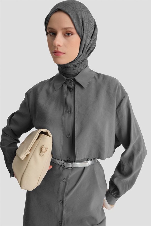 Aller Detaylı Tunik Gri