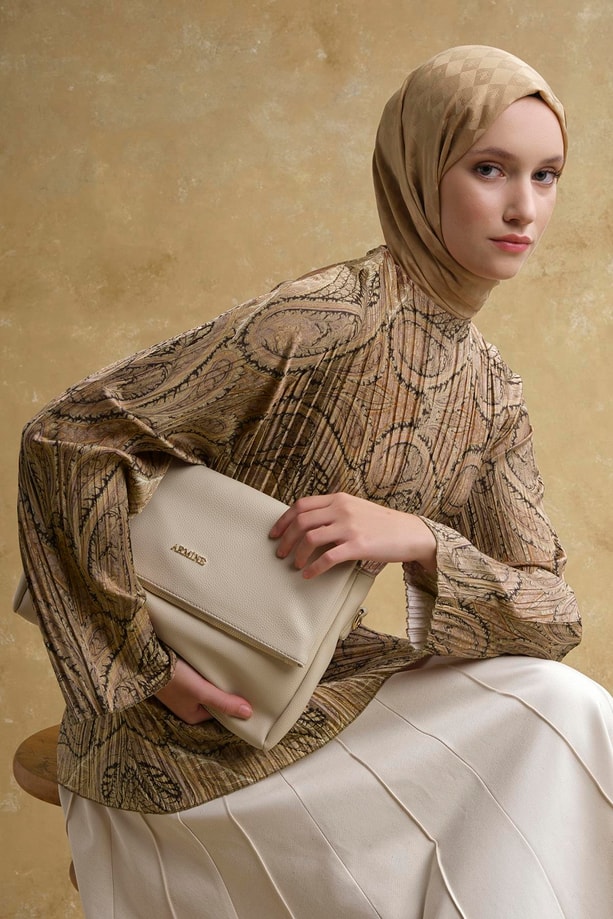 Şal Desenli Tunik Camel