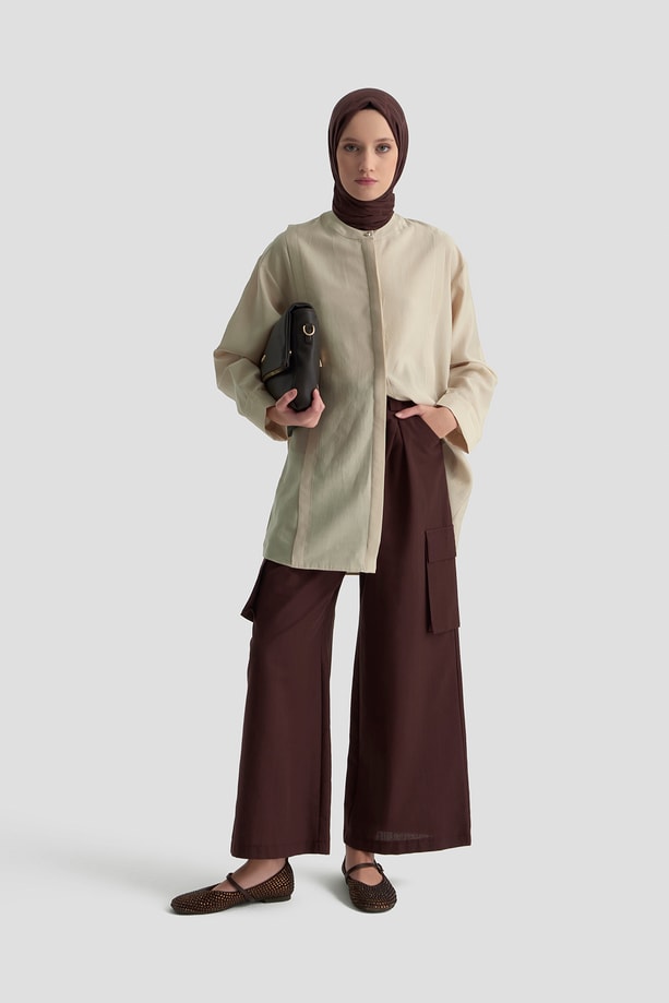 Hakim Yaka Lyocell Tunik Kum
