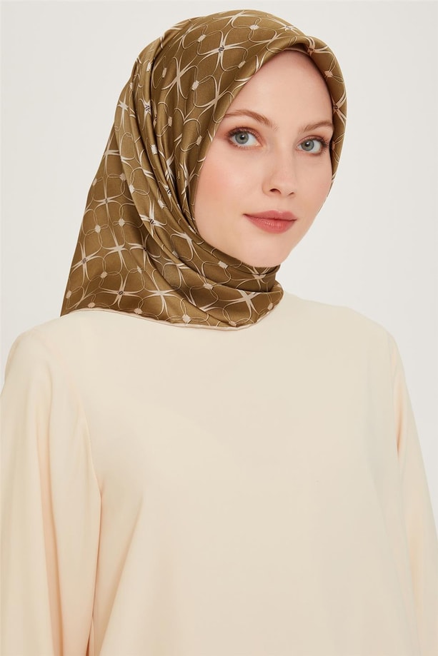 Armine Monogram Desenli Twill Saf İpek Eşarp 9207D 51