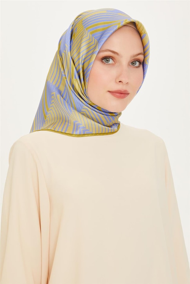 Armine Geometrik Desenli Twill Saf İpek Eşarp 9218D 83 10