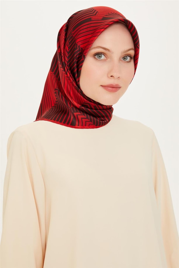 Armine Geometrik Desenli Twill Saf İpek Eşarp 9218D 83 82