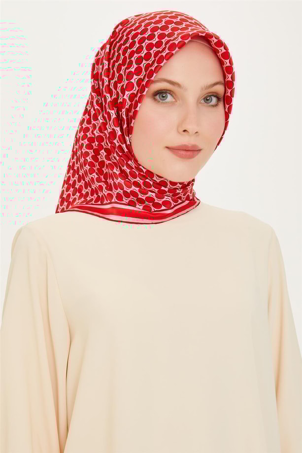Armine Geometrik Desenli Sura Saf İpek Eşarp 9226D 81 52