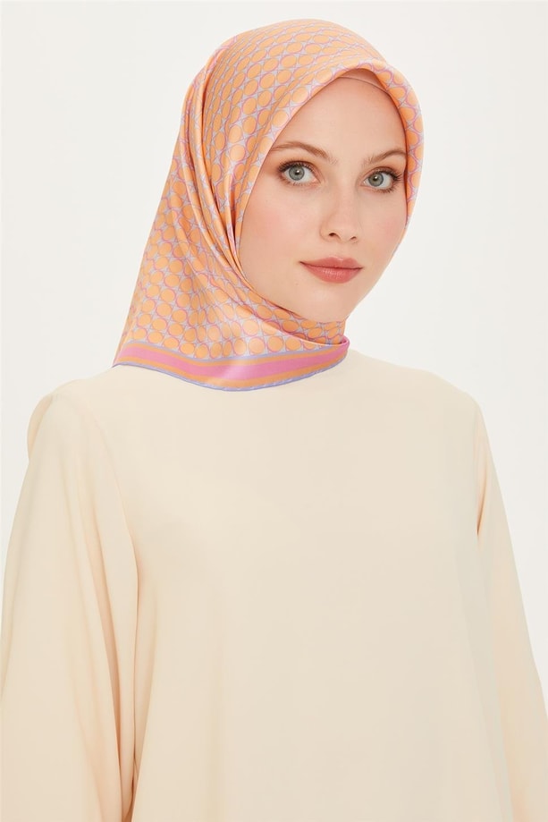 Armine Geometrik Desenli Sura Saf İpek Eşarp 9226D 81 56