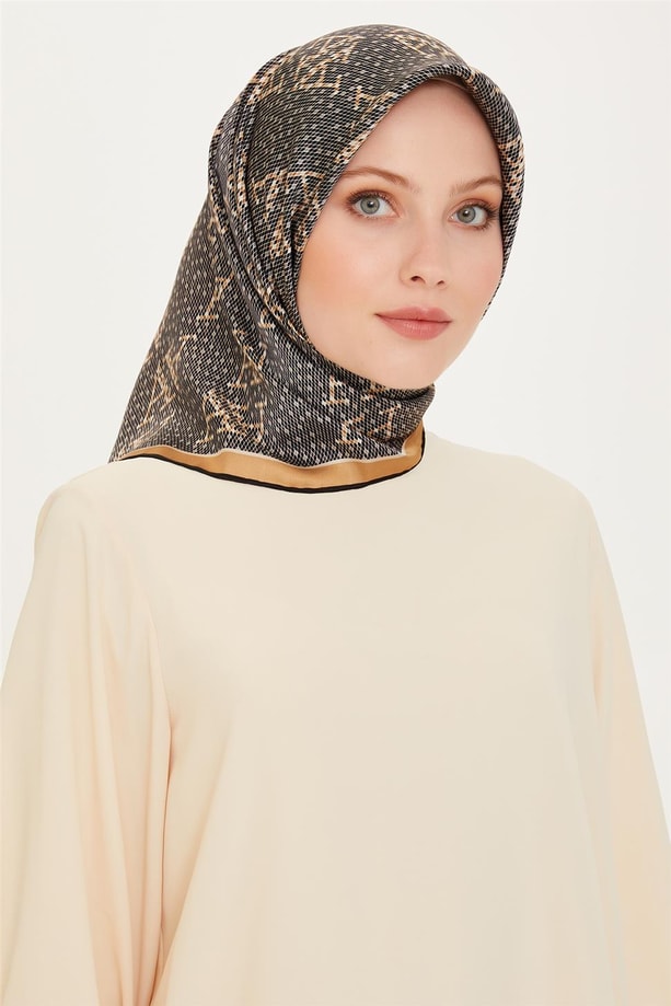 Armine Monogram Desenli Twill Saf İpek Eşarp 9228D 06