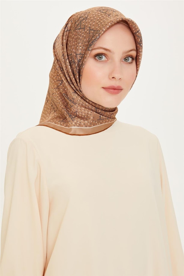 Armine Monogram Desenli Twill Saf İpek Eşarp 9228D 50