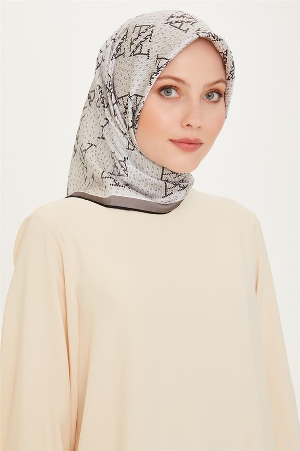 Armine Monogram Desenli Twill Saf İpek Eşarp 9228D 55