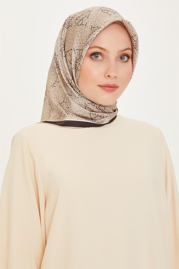 Armine Monogram Desenli Twill Saf İpek Eşarp 9228D 81