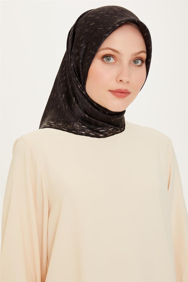 Armine Klasik Desenli Twill Saf İpek Eşarp 9230D 50