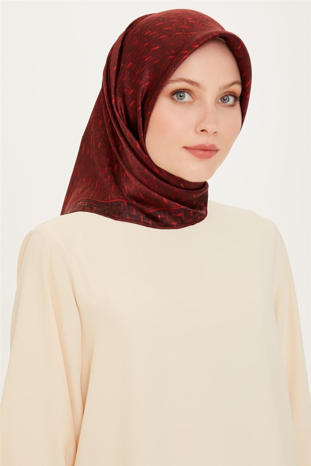 Armine Klasik Desenli Twill Saf İpek Eşarp 9230D 85