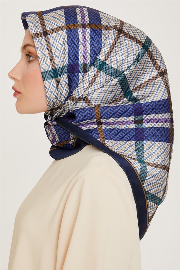 Armine Geometrik Desenli Twill Saf İpek Eşarp 9247D 83