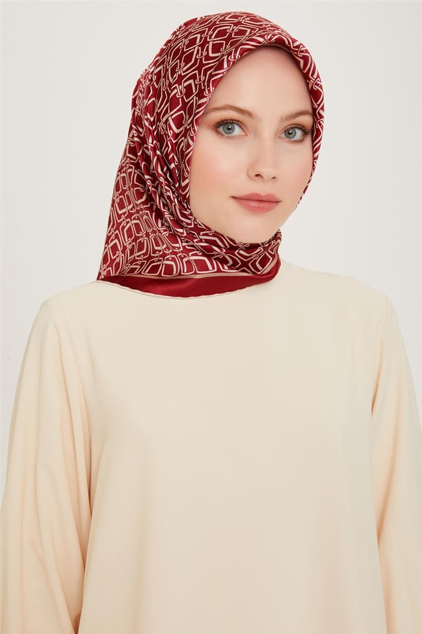Armine Klasik Desenli Twill Saf İpek Eşarp 9248D 05 82