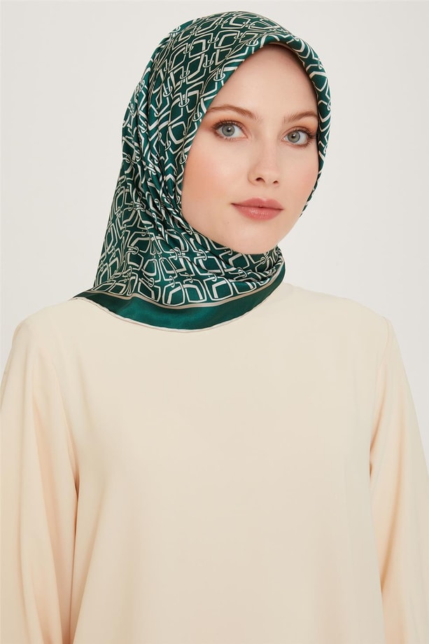 Armine Klasik Desenli Twill Saf İpek Eşarp 9248D 05 86