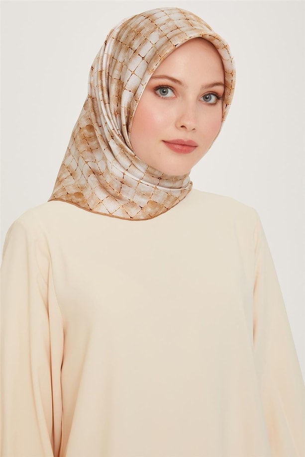 Armine Soyut Desenli Sura Saf İpek Eşarp 9259D 86