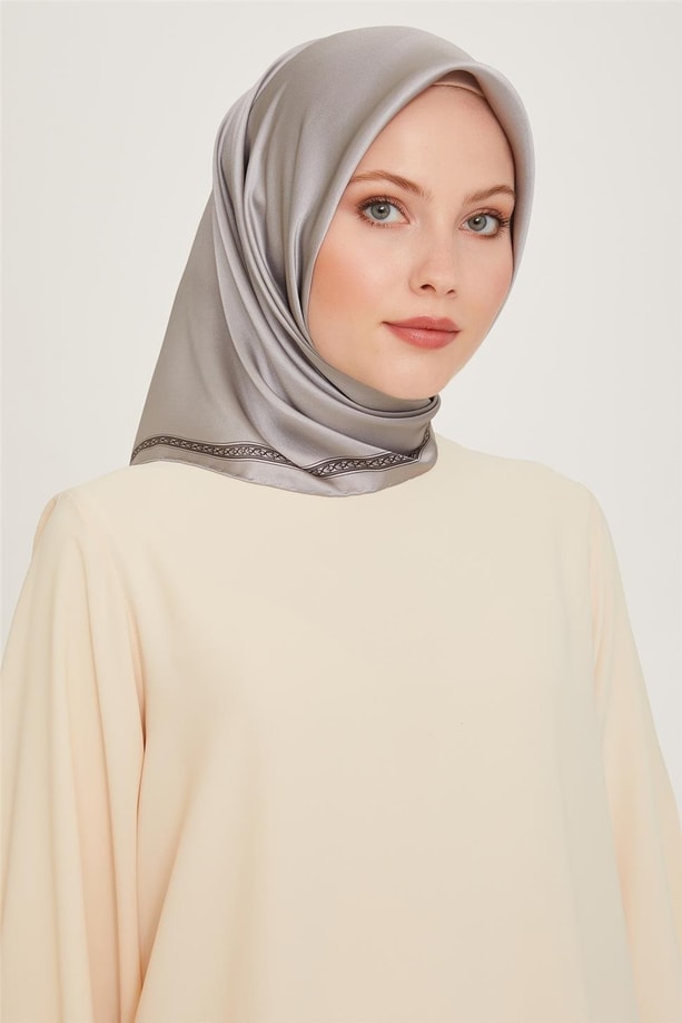 Armine Klasik Desenli Twill Saf İpek Eşarp 9261D 07 06