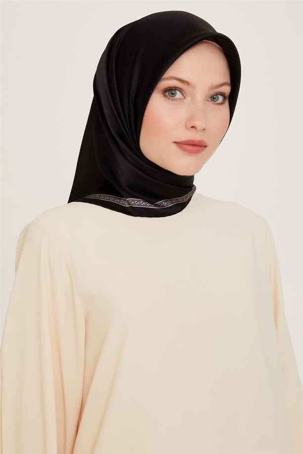 Armine Klasik Desenli Twill Saf İpek Eşarp 9261D 07 07