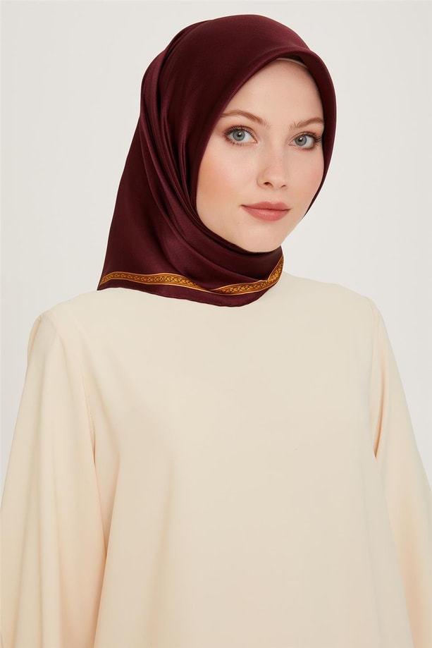 Armine Klasik Desenli Twill Saf İpek Eşarp 9261D 07 51