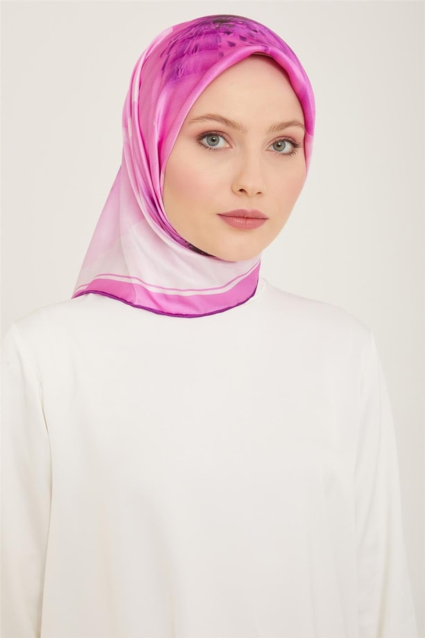 Armine Çiçek Desenli Twill İpek Eşarp 24Ya9100 87 04
