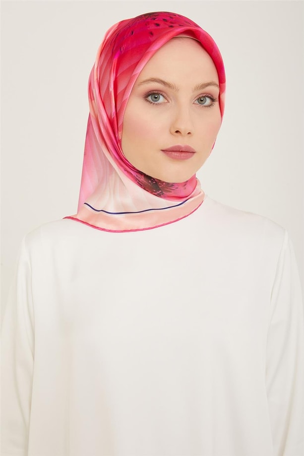 Armine Çiçek Desenli Twill İpek Eşarp 24Ya9100 87 33