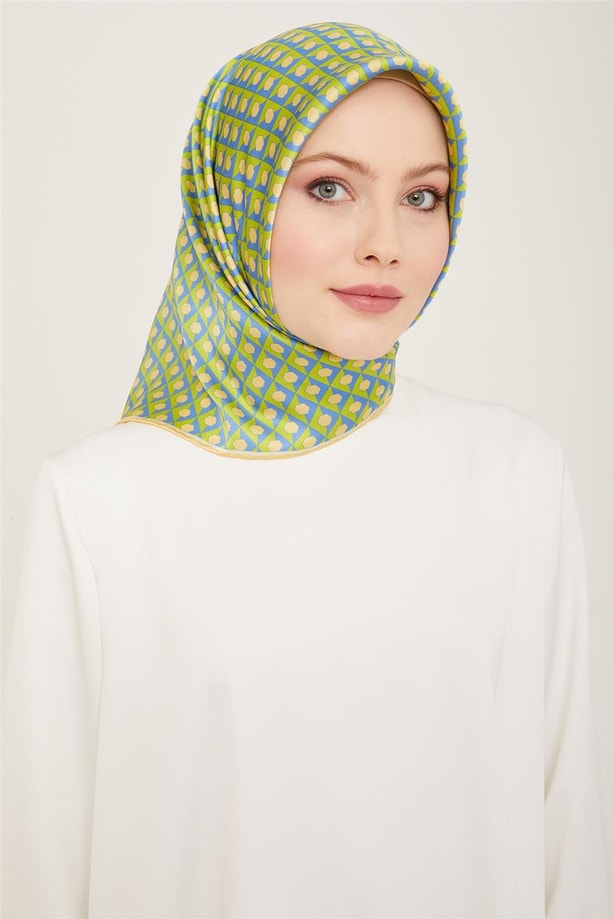 Armine Geometrik Desenli Twill İpek Eşarp 24Ya9109 53 51