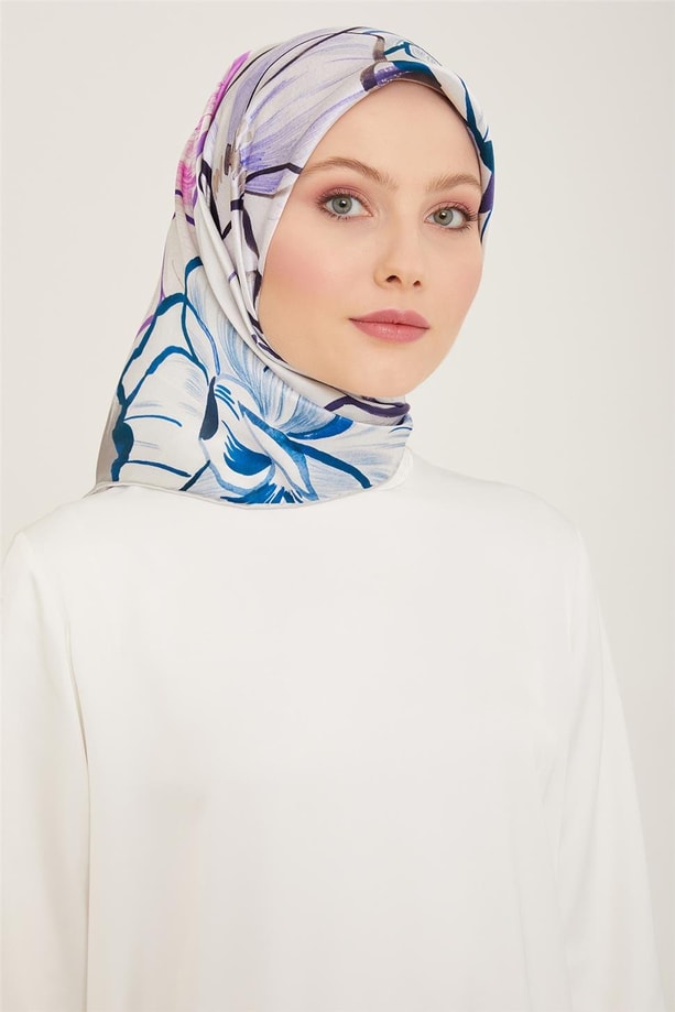 Armine Çiçek Desenli Twill İpek Eşarp 24Ya9110 5 35
