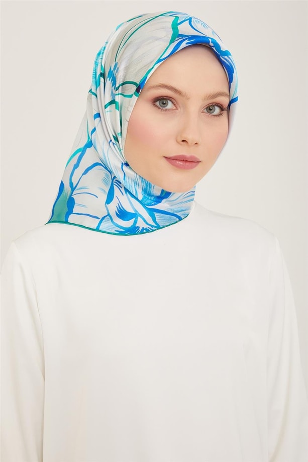 Armine Çiçek Desenli Twill İpek Eşarp 24Ya9110 5 53