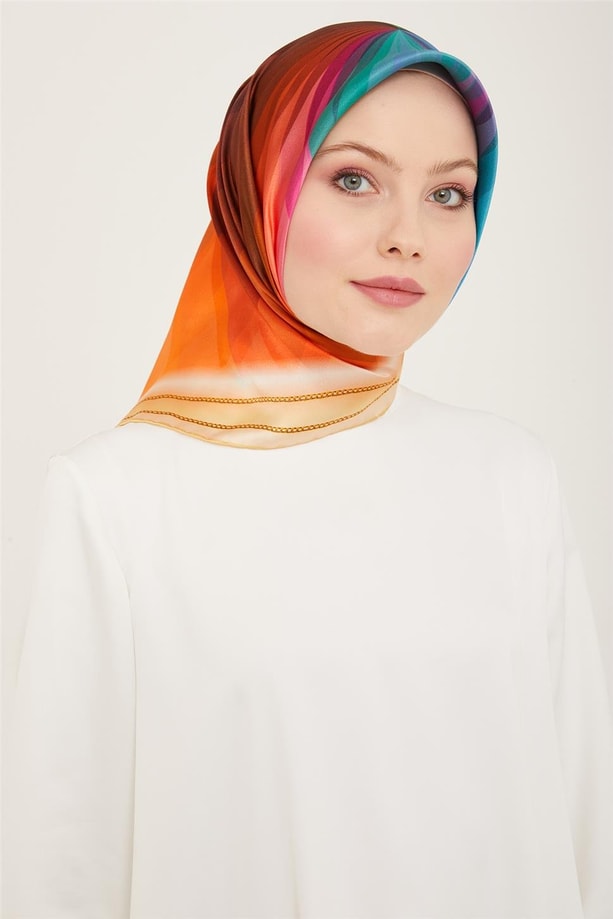 Armine Geometrik Desenli Twill İpek Eşarp 24Ya9113 03
