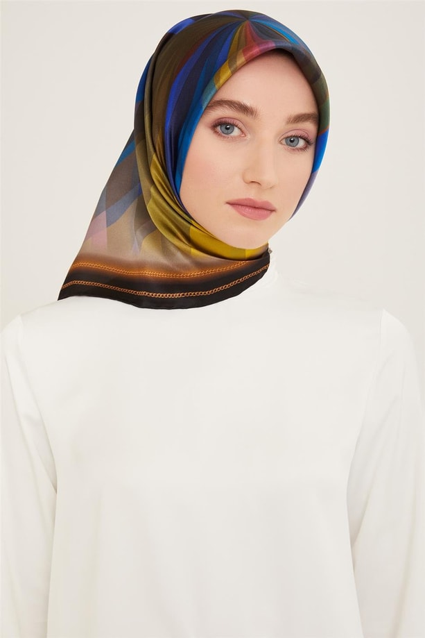 Armine Geometrik Desenli Twill İpek Eşarp 24Ya9113 15