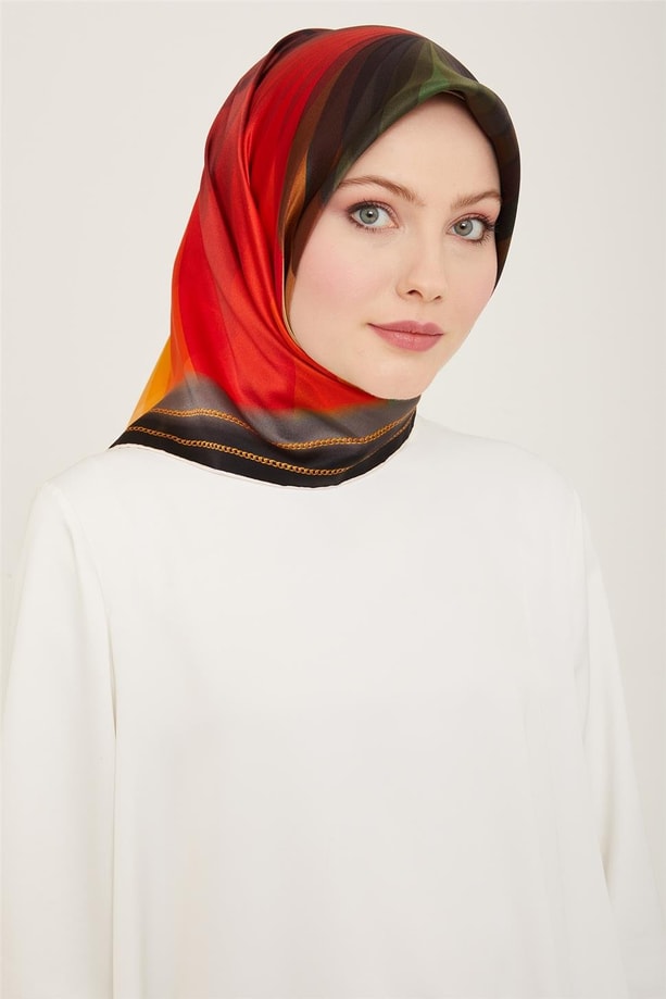 Armine Geometrik Desenli Twill İpek Eşarp 24Ya9113 20