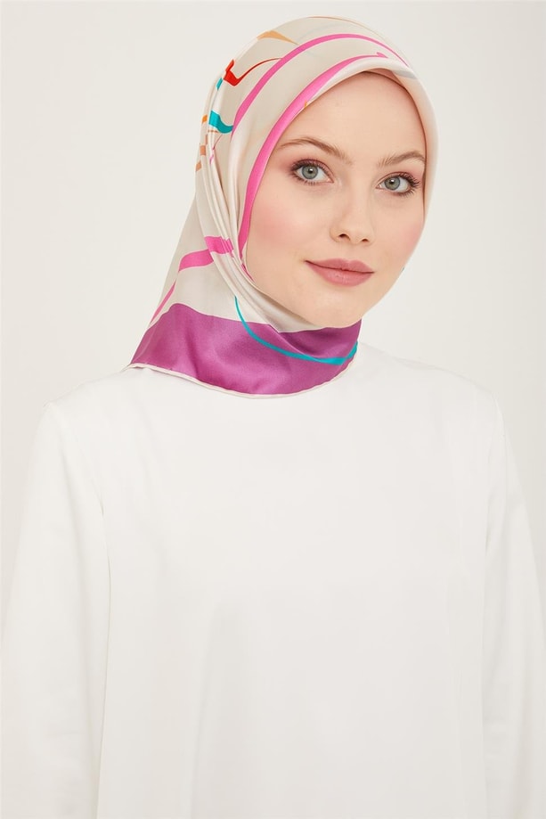 Armine Geometrik Desenli Sura İpek Eşarp 24Ya9118 05