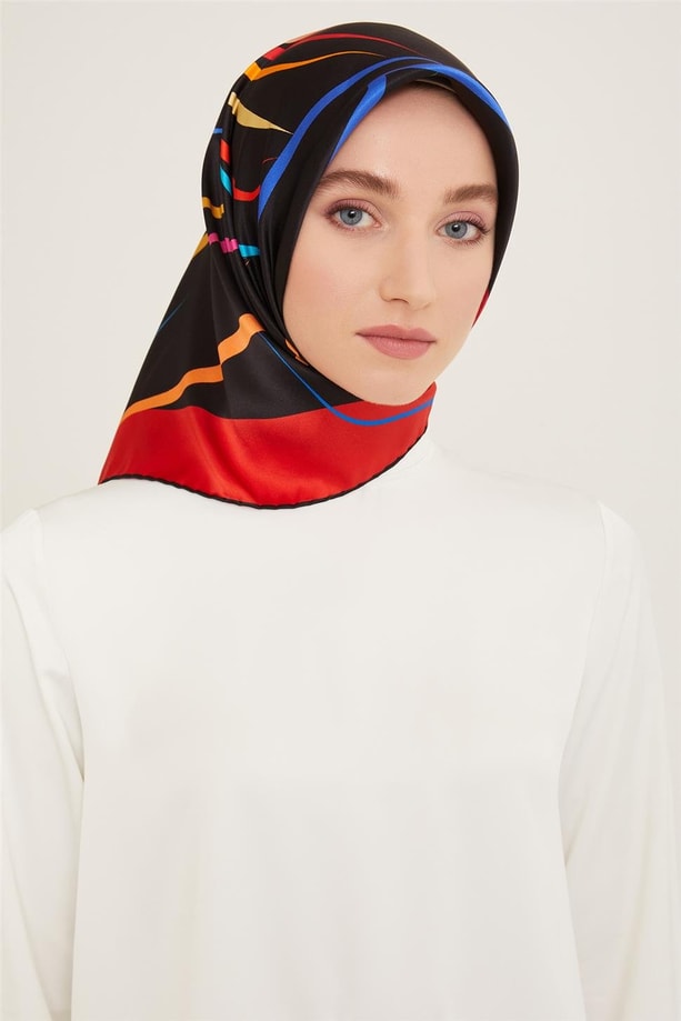Armine Geometrik Desenli Sura İpek Eşarp 24Ya9118 38