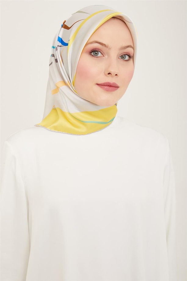 Armine Geometrik Desenli Sura İpek Eşarp 24Ya9118 84