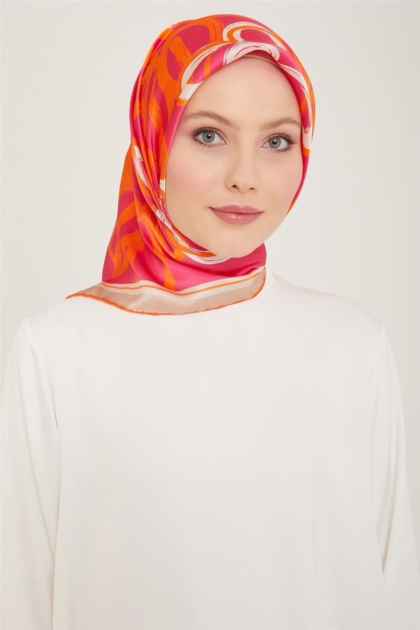 Armine Çiçek Desenli Twill İpek Eşarp 24Ya9123 5 85