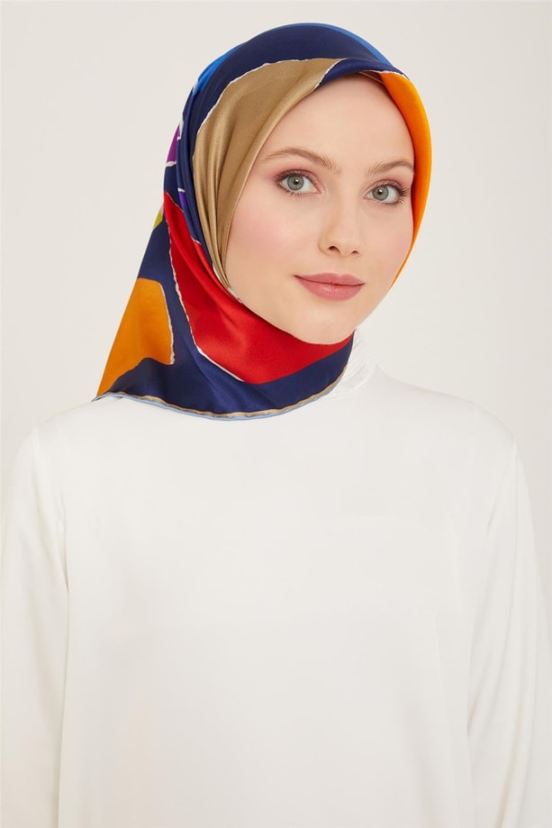 Armine Geometrik Desenli Twill İpek Eşarp 24Ya9125 83 80
