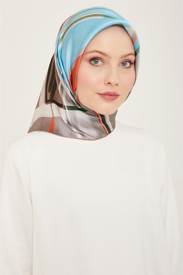 Armine Geometrik Desenli Twill İpek Eşarp 24Ya9147 36 05