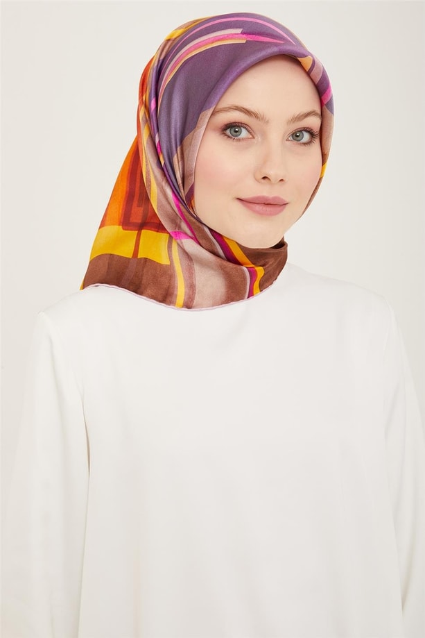 Armine Geometrik Desenli Twill İpek Eşarp 24Ya9147 36 36