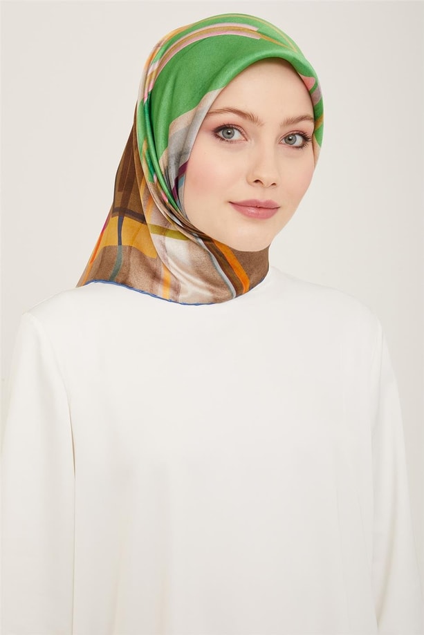 Armine Geometrik Desenli Twill İpek Eşarp 24Ya9147 36 37
